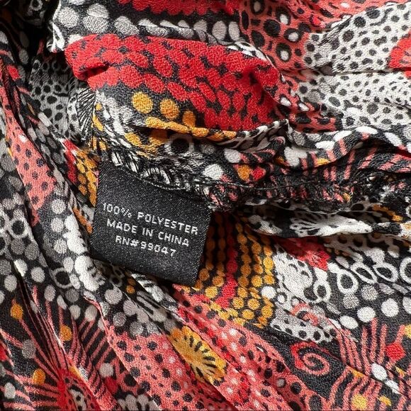 PIANO 1X Acordion Fold Blouse Multicolored Beaded Snap closed sheer - Picture 9 of 11